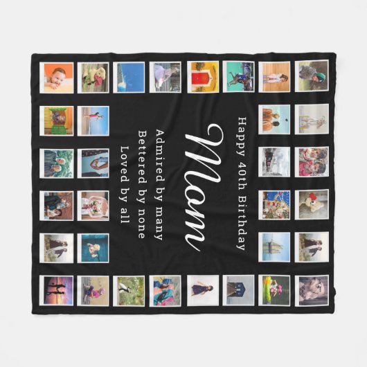 Couverture Polaire Meilleure maman 40e anniversaire Photo Collage noi (Devant (Horizontal))