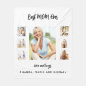 Couverture Polaire Meilleure maman blanc noir photo collage Fête des  (Devant)