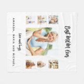 Couverture Polaire Meilleure maman blanc noir photo collage Fête des  (Devant (Horizontal))