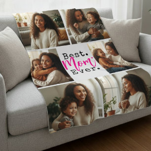 Couverture Polaire Meilleure Maman Collage Photo Anniversaire Fête de