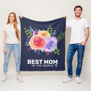 Couverture Polaire Meilleure maman dans le monde Roses d'aquarelle
