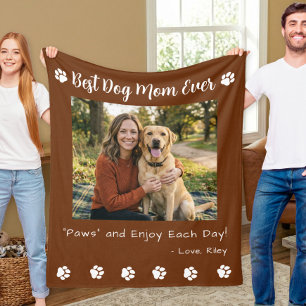 Couverture Polaire Meilleure Maman de Chien Pattes Marron Photo d'Ani