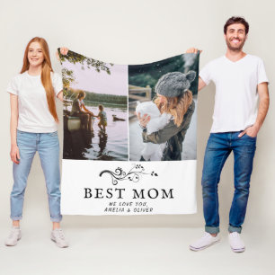 Couverture Polaire Meilleure maman Foliage 2 Photos personnalisées Mè