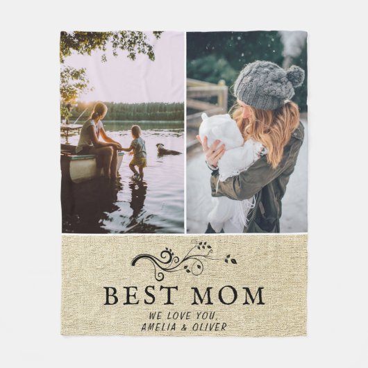Couverture Polaire Meilleure maman Foliage rustique 2 Photos personna (Devant)