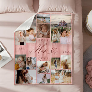 Couverture Polaire Meilleure Maman Jamais Famille Photo Collage Pink 