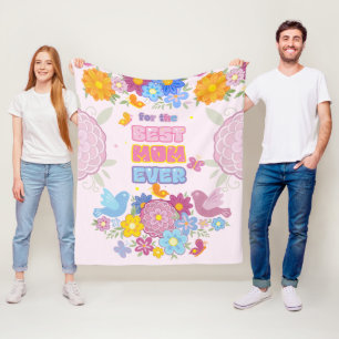 Couverture Polaire Meilleure Maman Jamais Groovy Floral Pastel Fête d