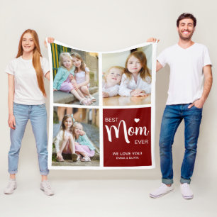 Couverture Polaire Meilleure maman Jamais Photo Collage Deep Red