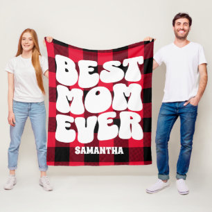 Couverture Polaire Meilleure Maman Jamais Russe Rouge Buffalo Plaid N