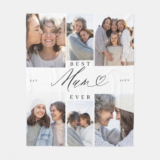 Couverture Polaire Meilleure maman Jour Script Fête des mères Collage (Devant)