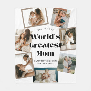 Couverture Polaire Meilleure Maman Rétro du Monde 7 Collage de Photos