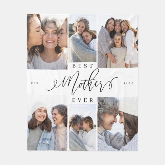 Couverture Polaire Meilleure mère Jour Script Fête des mères Collage  (Devant)