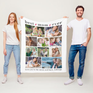 Couverture Polaire MEILLEURE MOM JAMAIS 10 Coeurs Collage Photo Perso