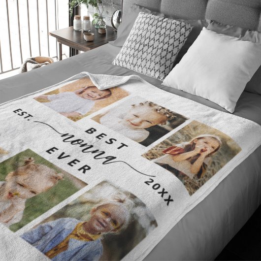 Couverture Polaire Meilleure Nonna jamais - Collage photo pour petits