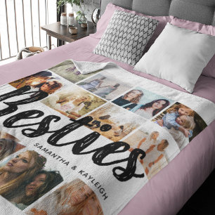 Couverture Polaire MEILLEURES AMIES, Collage de photos & Noms BFF