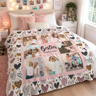 Couverture Polaire Meilleures amies Photo de style BFF rose Amitié