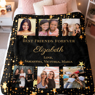 Couverture Polaire Meilleures amies pour toujours collage photo noir