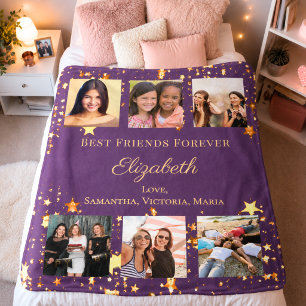 Couverture Polaire Meilleures amies pour toujours collage photo viole