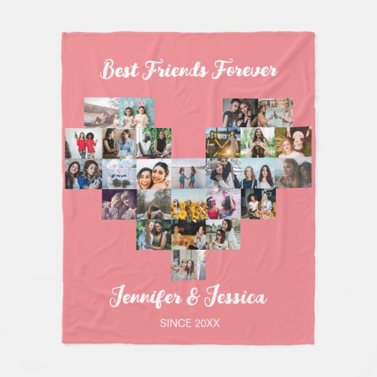 Couverture Polaire Meilleurs amis pour toujours personnalisation coeu (Devant)