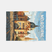 Couverture Polaire Melbourne Australie Travel Art Vintage (Devant (Horizontal))