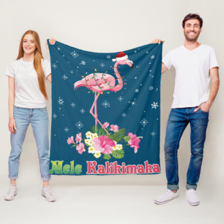Couverture Polaire Mele Kalikimaka Flamingo Santa Christmas Merry