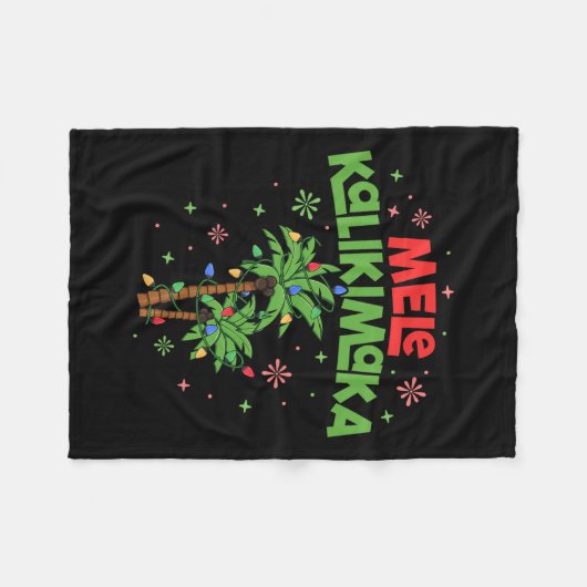 Couverture Polaire Mele Kalikimaka Hawaiian Christmas Palm Tree Light (Devant (Horizontal))