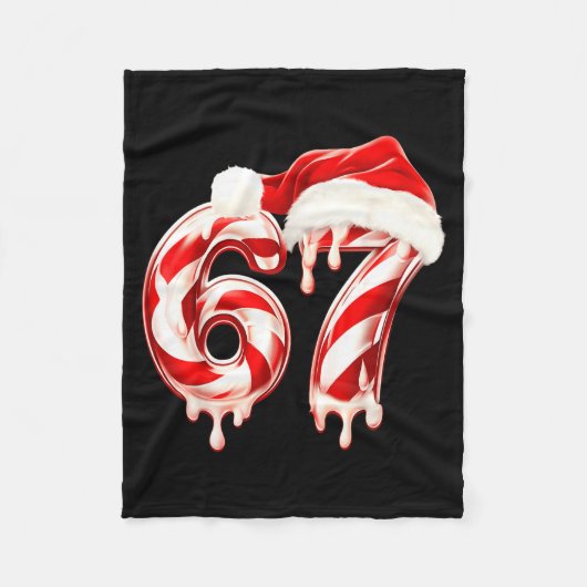 Couverture Polaire Melting Candy Cane 67 Christmas Design, Santa Hat  (Devant)