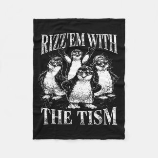 Couverture Polaire Mème drôle de manchot rétro rizz em avec le tism 