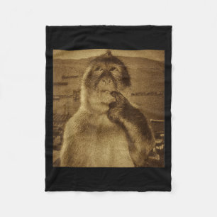 Couverture Polaire Mème du singe pensif Vintage Rétro