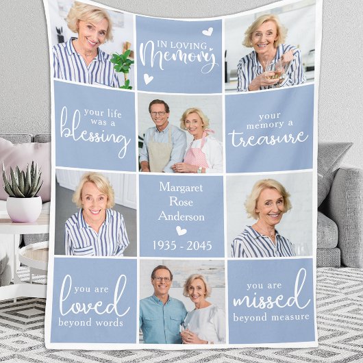 Couverture Polaire Mémorial dans la mémoire aimée personnalisée 6 pho