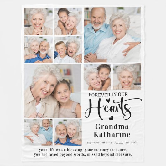 Couverture Polaire Memorial Forever dans nos coeurs Custom 10 Photo (Devant)
