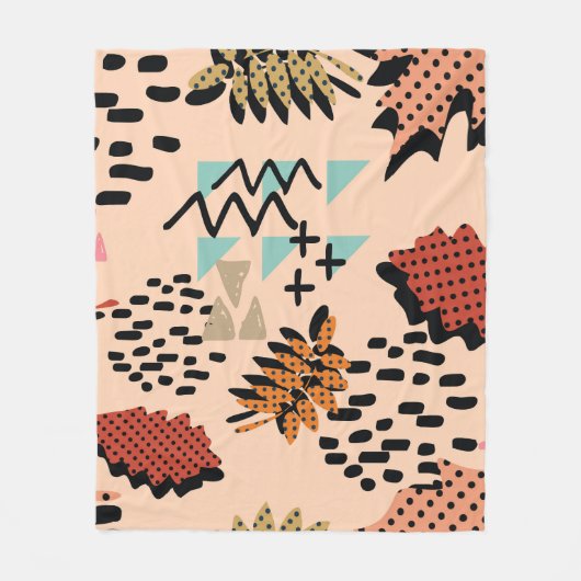 Couverture Polaire Memphis Automne : Motif Feuille géométrique (Devant)