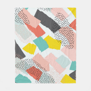 Couverture Polaire Memphis brosse traits : motif vintage.