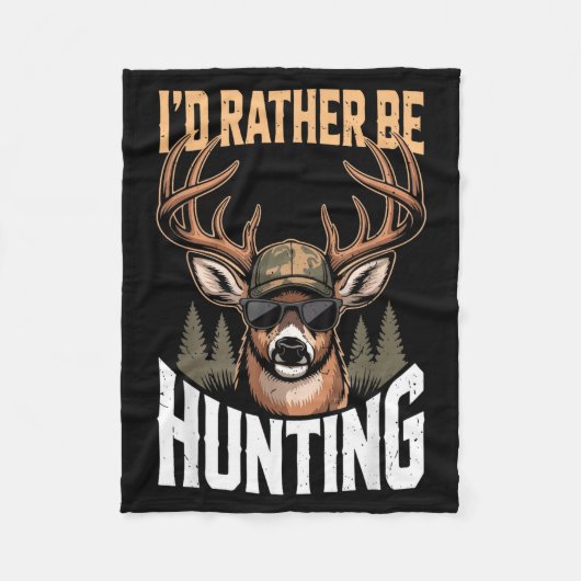 Couverture Polaire Men Youth Id Rather Be Hunting Humor Camo Deer Hun (Devant)