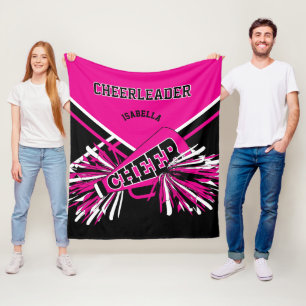 Couverture Polaire Menagère de pom-pom girls - Rose Chaud, Blanc & N