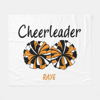 Couverture Polaire Meneuse de claque avec Pom-Poms orange et noir