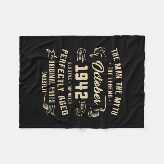 Couverture Polaire Mens Man Myth Legend October 1942 80th Birthday (Devant (Horizontal))