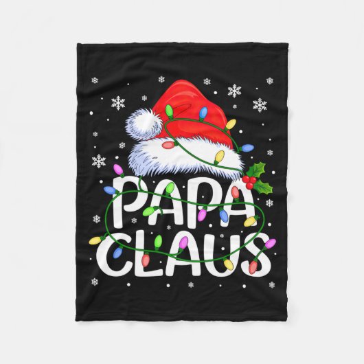 Couverture Polaire Mens Papa Claus Christmas Lights Long Sleeve (Devant)