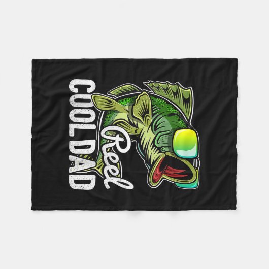 Couverture Polaire Mens Reel Cool Dad Fishing Sungefé Funny (Devant (Horizontal))