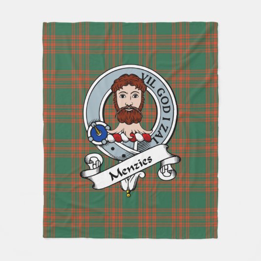 Couverture Polaire Menzies Vert Ancien Clan Badge Tartan Plaid (Devant)