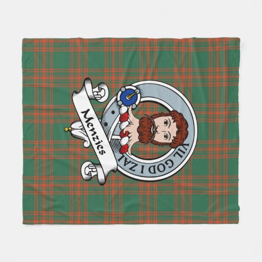 Couverture Polaire Menzies Vert Ancien Clan Badge Tartan Plaid (Devant (Horizontal))