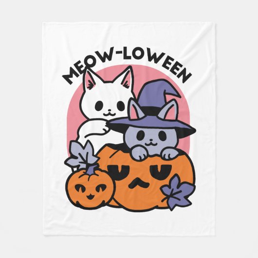 Couverture Polaire Meow-Loween - Cute Halloween Conception Chat (Devant)