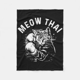 Couverture Polaire Meow Thai Funny Muay Thai Boxe Chat Arts Martiaux