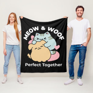 Couverture Polaire Meow & Woof Perfect Together - Cute Cat and Dog