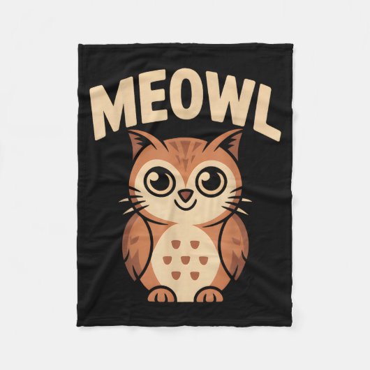 Couverture Polaire Meowl Cat Owl Hybrid Funny Meme Brain Rot Gen Alph (Devant)