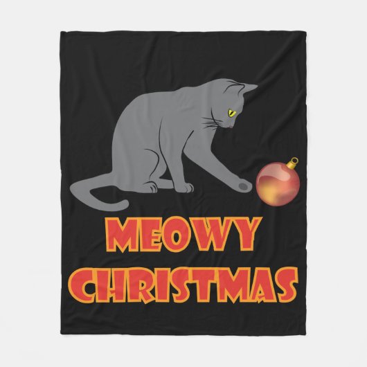 Couverture Polaire Meowny Christmas Funny Grey Chat (Devant)