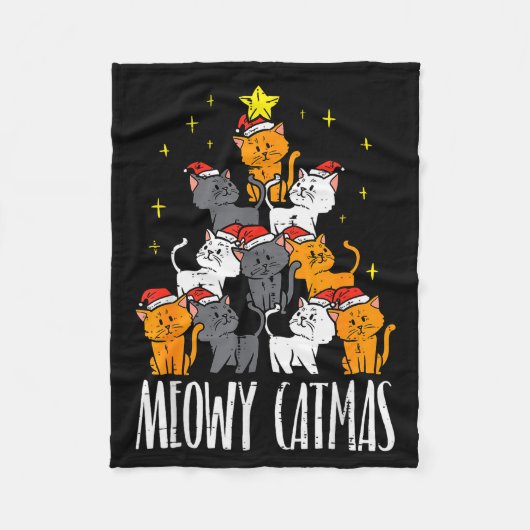 Couverture Polaire Meowy Catmas Cat Christmas Tree Xmas Pajamas Pjs W (Devant)