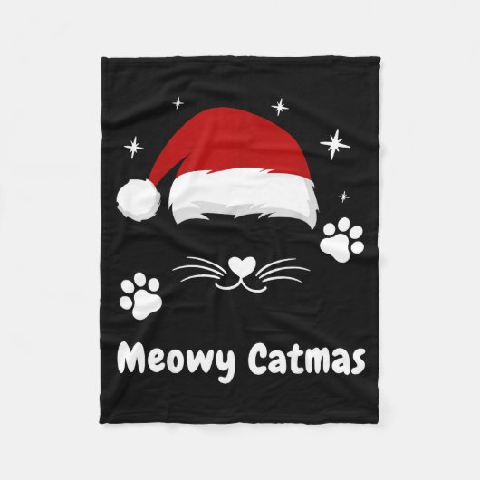 Couverture Polaire Meowy Catmas Cute Kitten Cats Santa Hat Christmas (Devant)