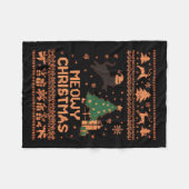 Couverture Polaire Meowy Christmas Xmas Tree Cat Ugly Sweater Pajamas (Devant (Horizontal))