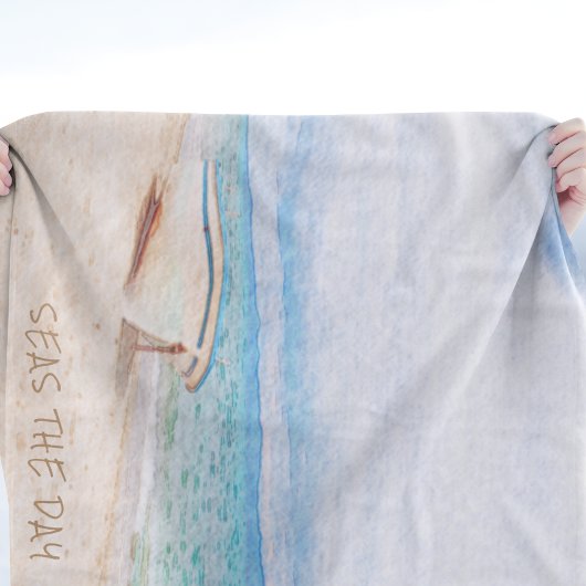 Couverture Polaire Mer Le Jour Plage Bateau De Pêche