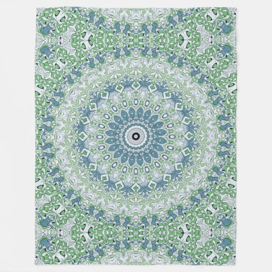 Couverture Polaire Mer Vert et Bleu Côte Motif Mandala (Devant)